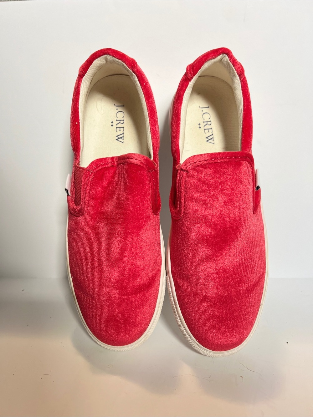 J.Crew Velvet Slip On Sneakers Pink Women’s Size 7 Casual Canvas Shoes Comfort